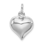 Sterling Silver Rhodium-plated Puffed Heart Charm - Image 3
