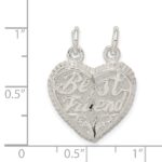 Sterling Silver Best Friend 2-piece Break apart Heart Charm - Image 3
