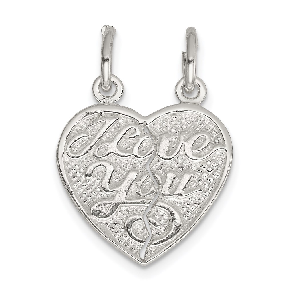 QC606.jpg Sterling Silver I Love You 2-piece break apart Heart Charm - Image 1