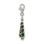 Sterling Silver RH-plated CZ & Enameled Christmas Tree Charm - Image 2