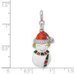 Sterling Silver Rhodium-plated CZ Enameled Snowman Charm - Image 3