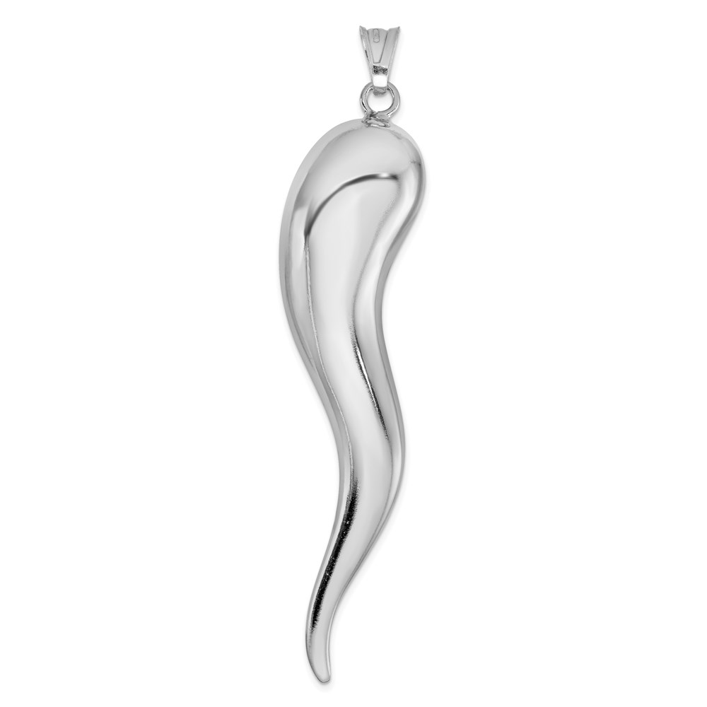 QC6091.jpg Sterling Silver Rhodium-plated Italian Horn Pendant - Image 1