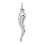 Sterling Silver Rhodium-plated Italian Horn Pendant