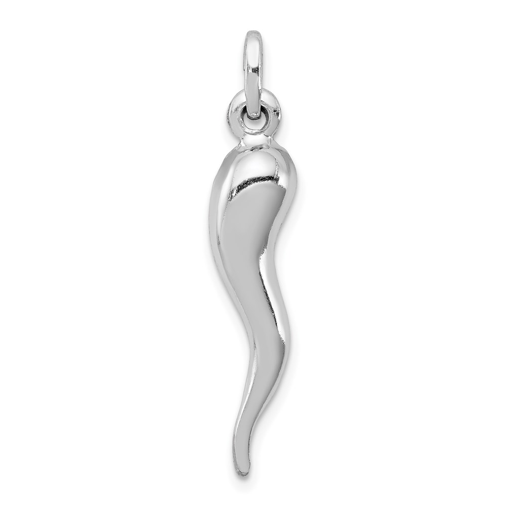 QC6092.jpg Sterling Silver Rhodium-plated Italian Horn Pendant - Image 1