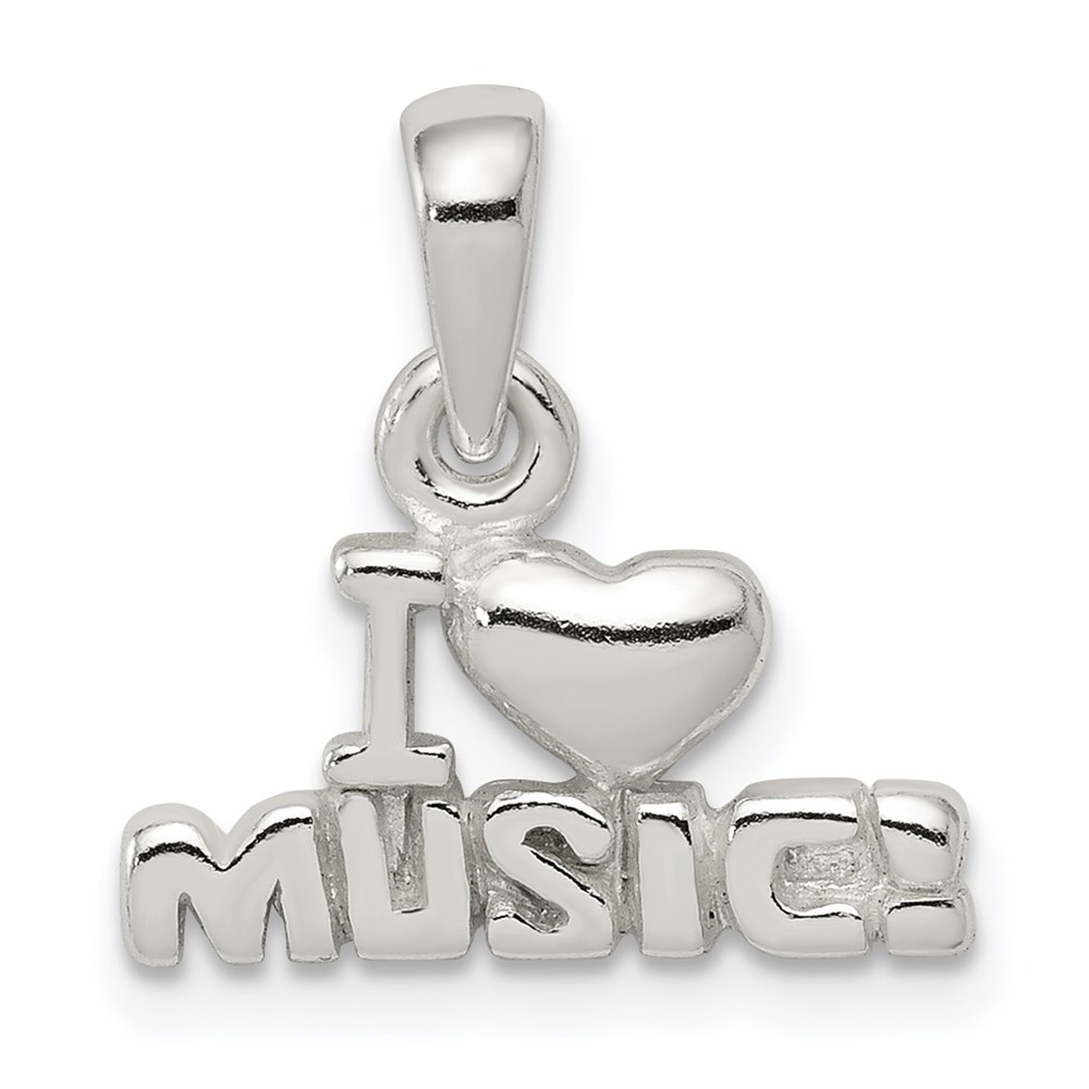 QC6118.jpg Sterling Silver I Love Music Pendant - Image 1