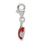 Sterling Silver Rhodium-plated CZ and Red Enameled Apple Charm - Image 2