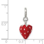 Sterling Silver Rhodium-plated Red Enameled Strawberry Charm - Image 3