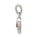 Sterling Silver Rhodium Plated Red Enamel with CZ Heart Pendant - Image 2