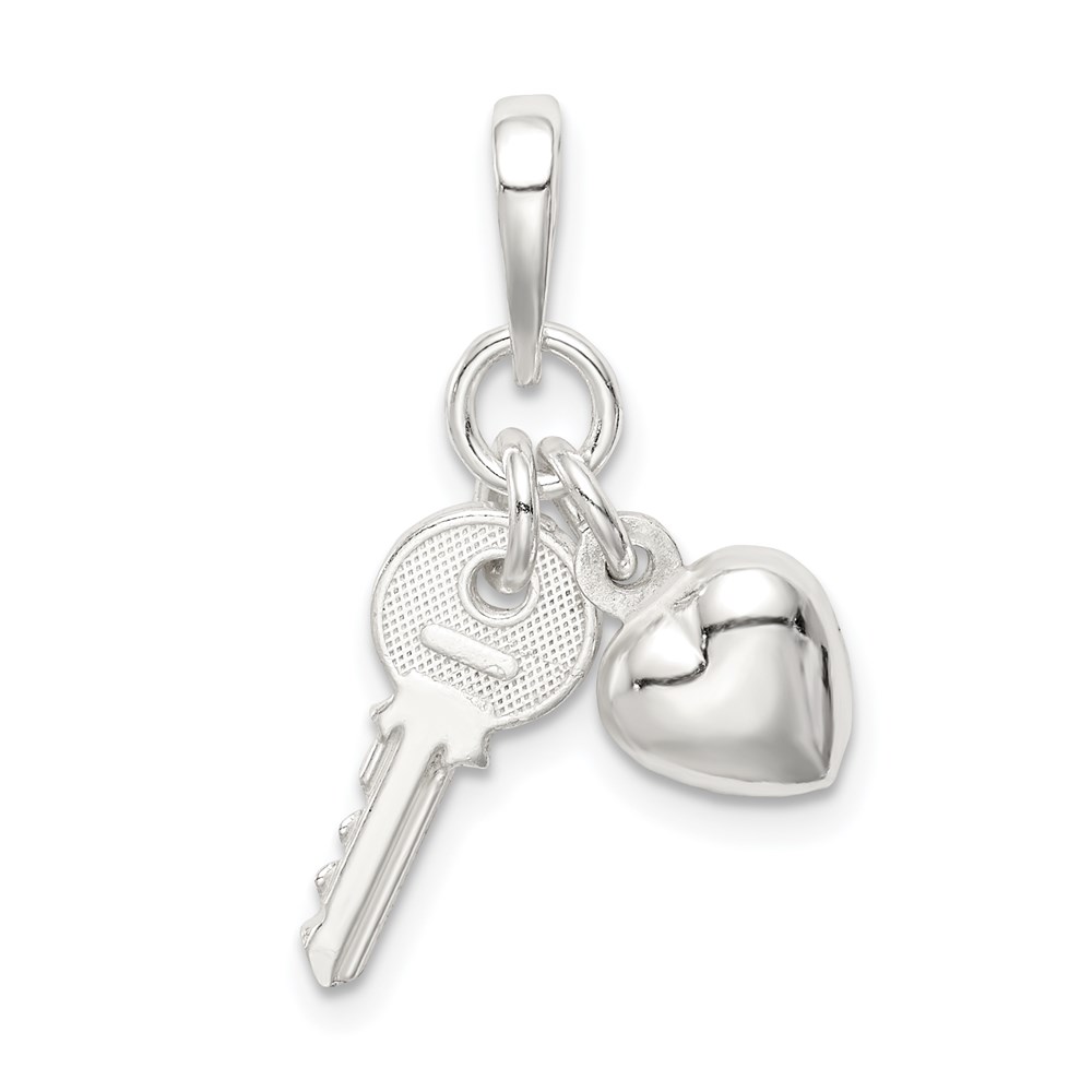 QC6204.jpg Sterling Silver Heart with Key Charm - Image 1