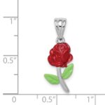 Sterling Silver Rhodium-platedEnamel Flower Charm - Image 3