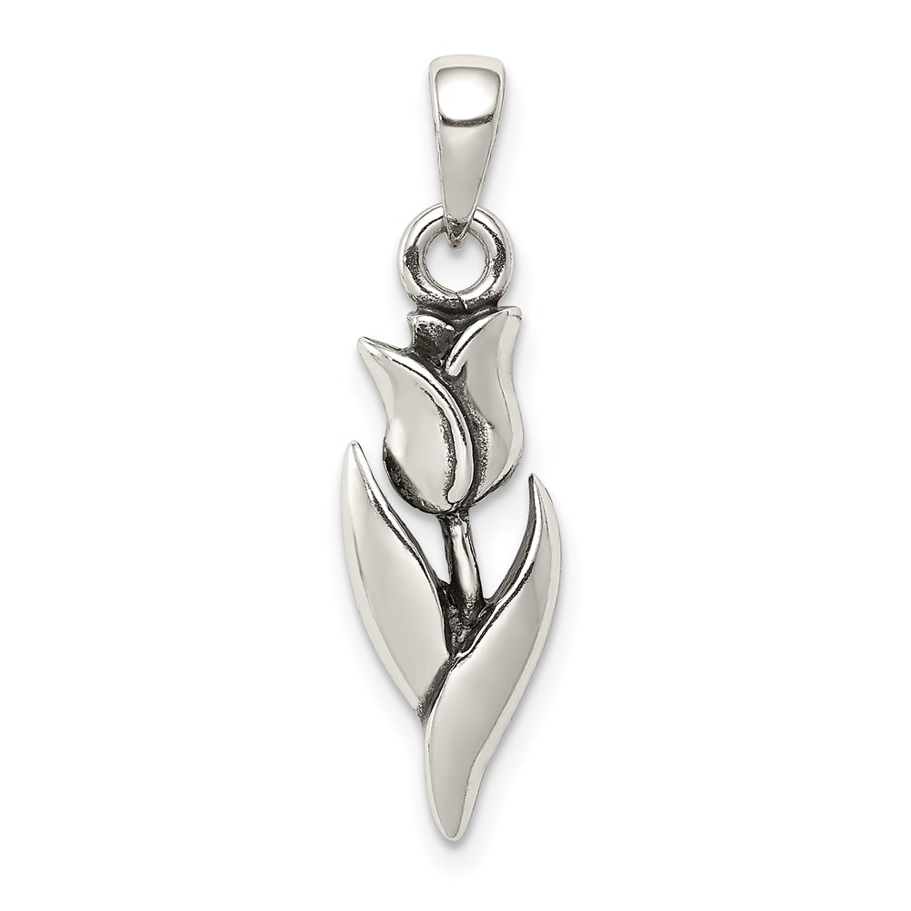 QC6219.jpg Sterling Silver Antiqued Tulip Pendant - Image 1