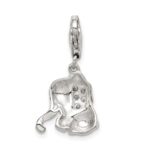 Sterling Silver Rhodium-plated Pink Enameled CZ Elephant Charm - Image 4