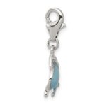 Sterling Silver Rhodium-plated Enameled Dolphin with Lobster Clasp Charm - Image 2