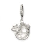 Sterling Silver Rhodium-plated CZ Enamel Panda Charm with Lobster Clasp - Image 4