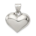 Sterling Silver Rhodium-plated Puffed Heart Charm - Image 3