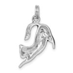 Sterling Silver Rhodium-platedBlack Enamel Cat Charm - Image 3