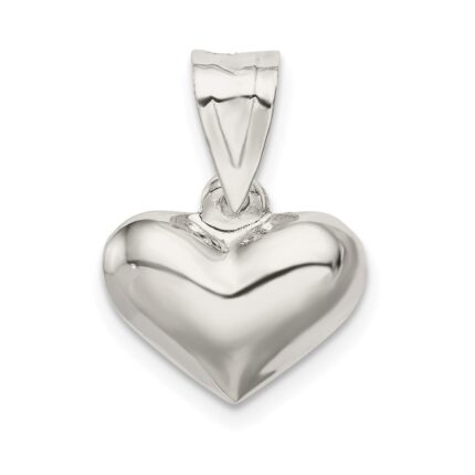 Sterling Silver Rhodium-plated Puffed Heart Charm
