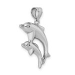 Sterling Silver Rhodium-plated Polished Dolphins Pendant - Image 5