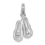 Sterling Silver Rhodium-platedGreen Enamel Flip Flops Charm - Image 3