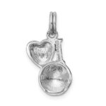Sterling Silver Rhodium-platedEnamel I Heart Soccer Ball Charm - Image 3