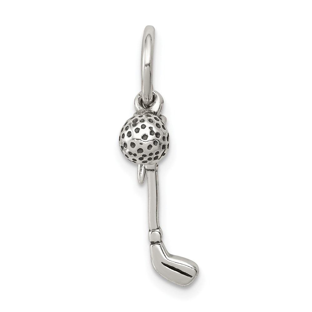 QC6491.jpg Sterling Silver Antiqued Golfer's Charm - Image 1