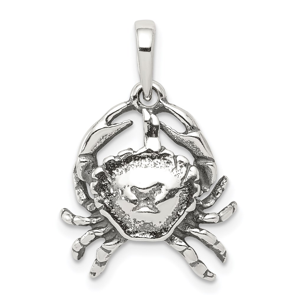 QC6501.jpg Sterling Silver Antiqued Cancer Zodiac Pendant - Image 1