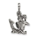 Sterling Silver Antiqued Aquarius Zodiac Pendant - Image 4