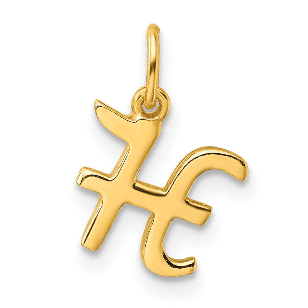 QC6511HGP.jpg Sterling Silver Gold-tone Polished Letter H Initial Charm - Image 1