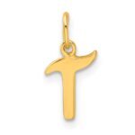 Sterling Silver Gold-tone Polished Letter T Initial Charm