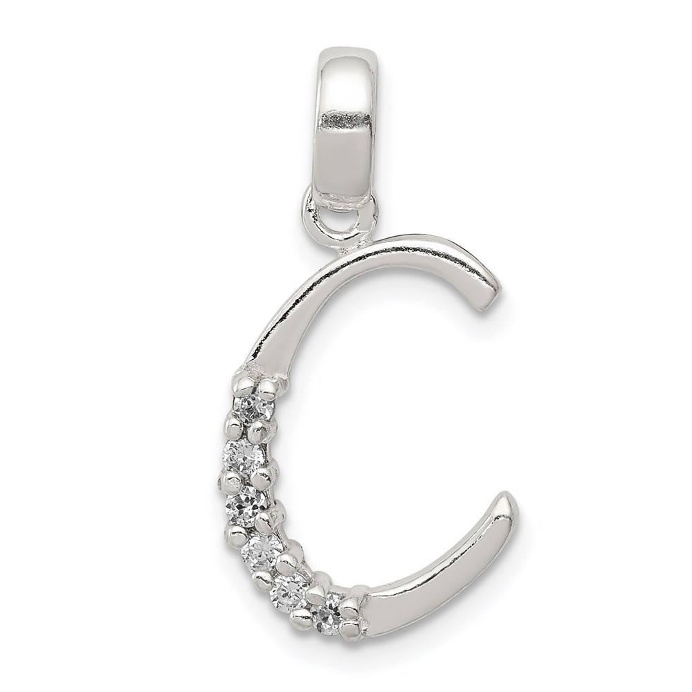 QC6525C.jpg Sterling Silver CZ Letter C Initial Pendant - Image 1