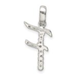 Sterling Silver CZ Letter F Initial Pendant - Image 3