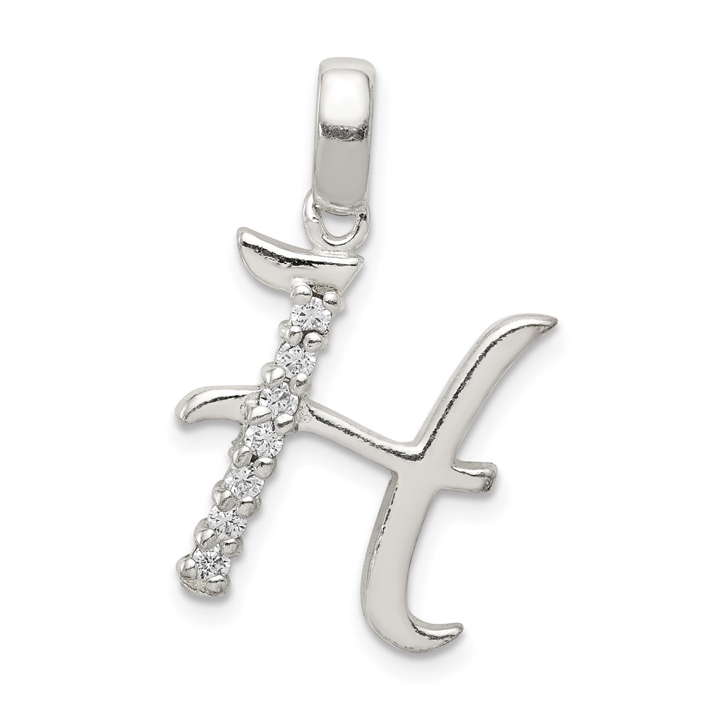 QC6525H.jpg Sterling Silver CZ Letter H Initial Pendant - Image 1