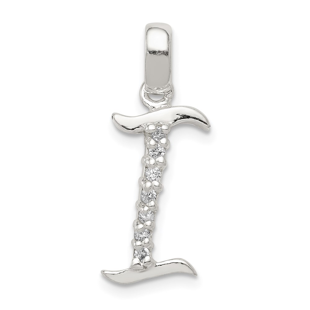 QC6525I.jpg Sterling Silver CZ Letter I Initial Pendant - Image 1