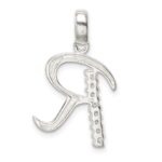 Sterling Silver CZ Letter R Initial Pendant - Image 3
