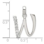 Sterling Silver CZ Letter W Initial Pendant - Image 4