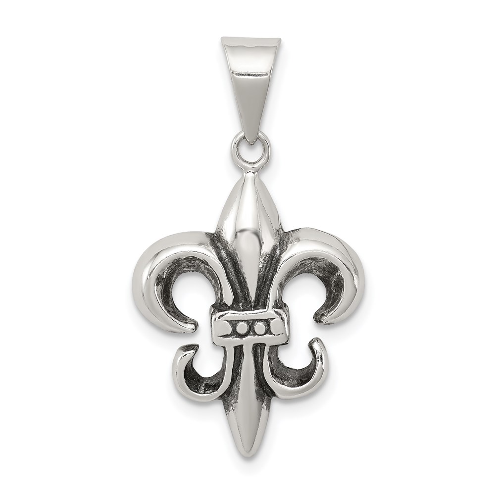 QC6597.jpg Sterling Silver Antiqued Fleur De lis Pendant - Image 1