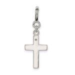 Sterling Silver Rhodium-plated CZ Faith Cross Clip-on Charm - Image 4