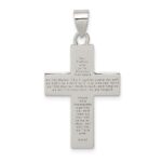 Sterling Silver Rhodium-plated Polished Lords Prayer Cross Pendant - Image 3