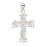 Sterling Silver Rhodium-plated Polished Filigree Cross Pendant - Image 4