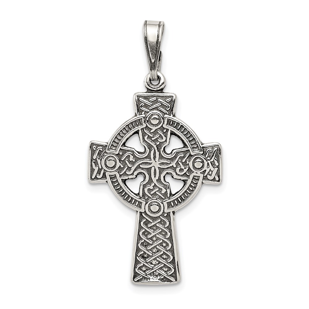QC6676.jpg Sterling Silver Antiqued Celtic Cross Pendant - Image 1