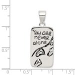 Sterling Silver You Are Never Alone Antiqued Footprint Pendant - Image 3