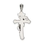 Sterling Silver Antiqued Flowered Cross Pendant - Image 4
