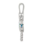 Sterling Silver Rhodium-plated CZ & December Glass Boy Pendant - Image 2