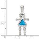 Sterling Silver Rhodium-plated CZ & December Glass Girl Pendant - Image 3