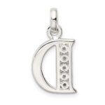 Sterling Silver White CZ Letter D Initial Pendant - Image 4
