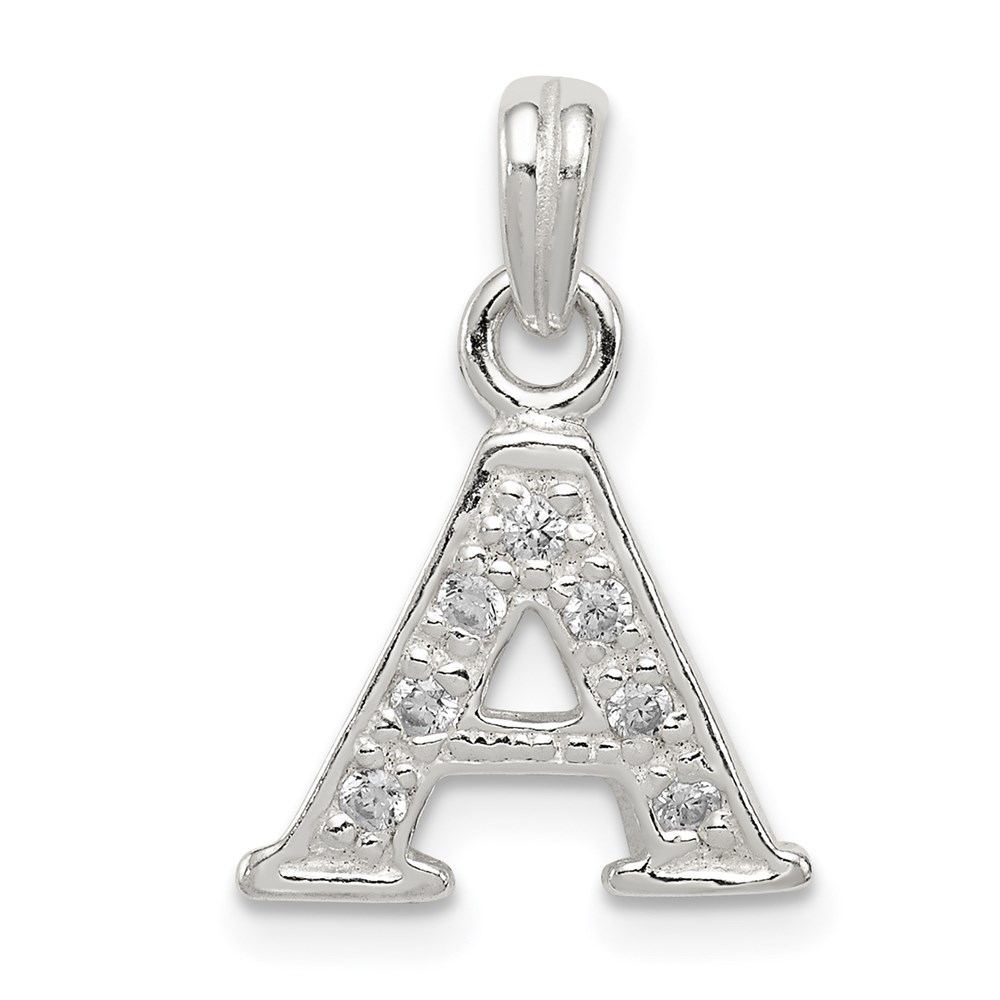 QC6717A.jpg Sterling Silver CZ Letter A Initial Pendant - Image 1
