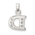 Sterling Silver CZ Letter D Initial Pendant - Image 4