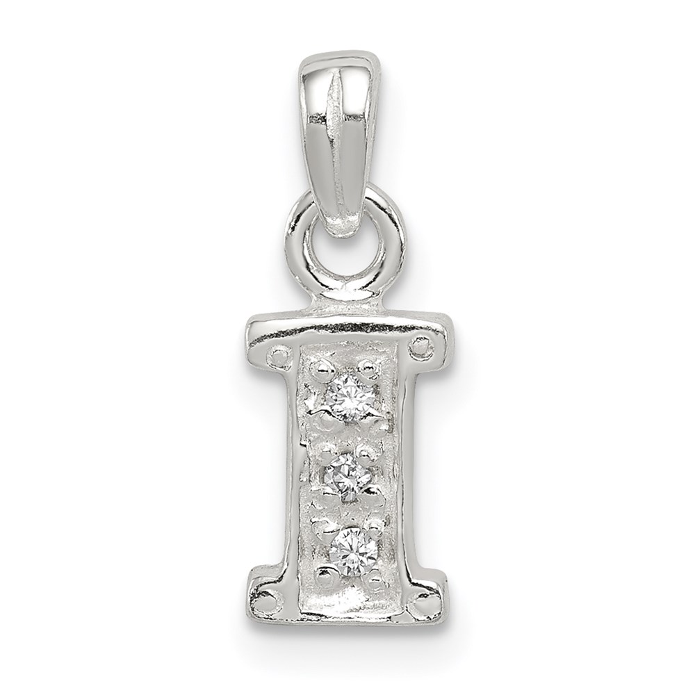QC6717I.jpg Sterling Silver CZ Letter I Initial Pendant - Image 1