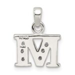 Sterling Silver CZ Letter M Initial Pendant - Image 3