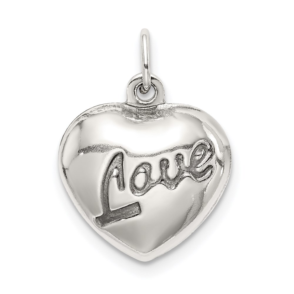 QC6718.jpg Sterling Silver Love Puffed Heart Charm - Image 1